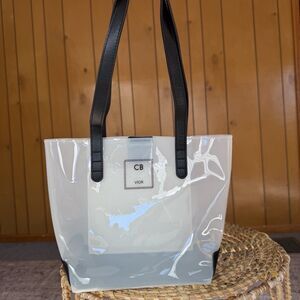 CB VIOR White Smoke Mini Tote BAG Handbag Clear Smoke Chic Hip Bag w/ Cover NWOT